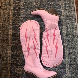 Pink Lightning Heeled Boots